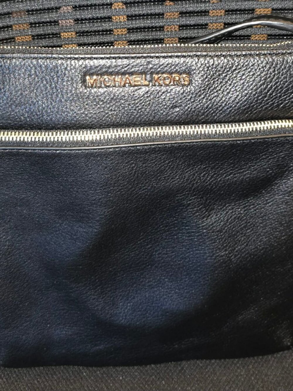Michael Kors Riley Small Flat Crossbody Bag, Black with gold hardware